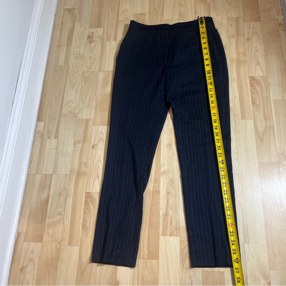 Sandro Womens Navy Pin stripped Mid Rise Business Trouser Size 36 - Picture 2 of 5
